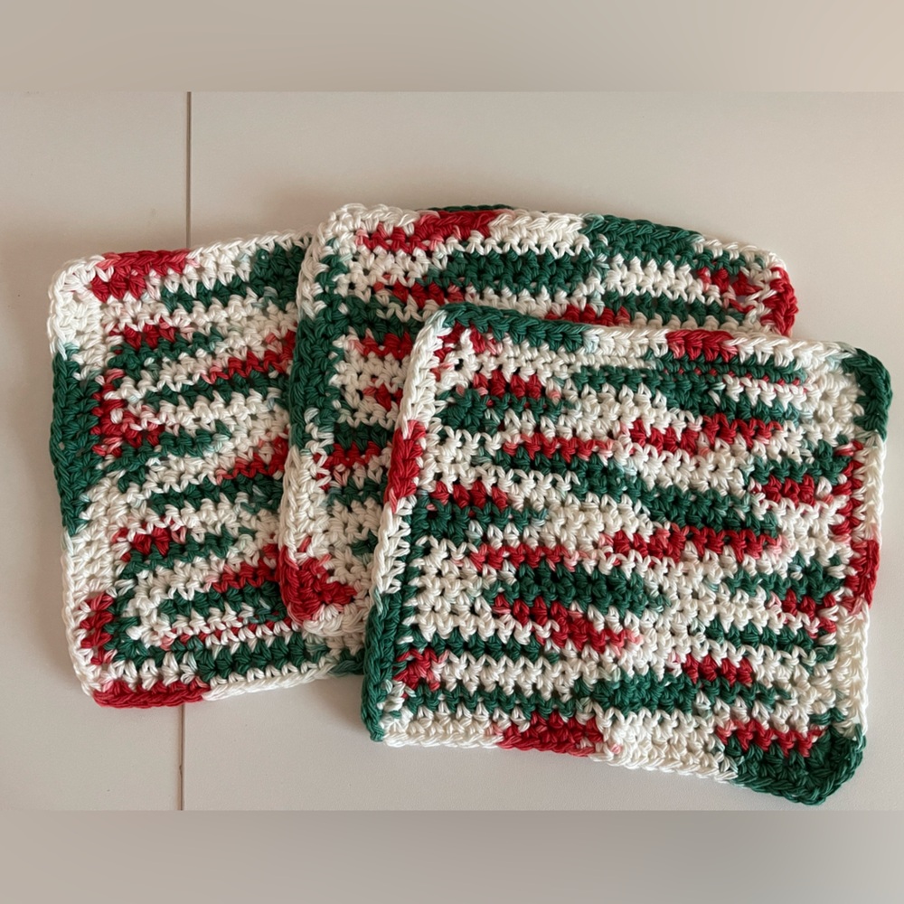 Crochet Wash Cloths set of 3 Handcrafted